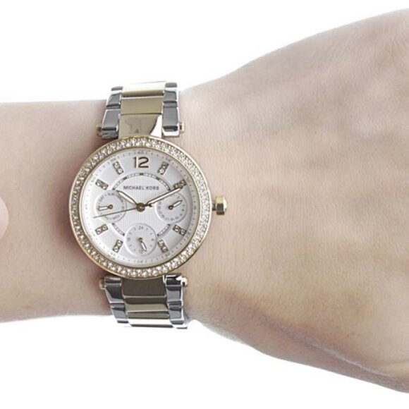 Michael Kors Womens Chronograph Mini Parker Two-tone Watch MK6055 - Picture 9 of 9